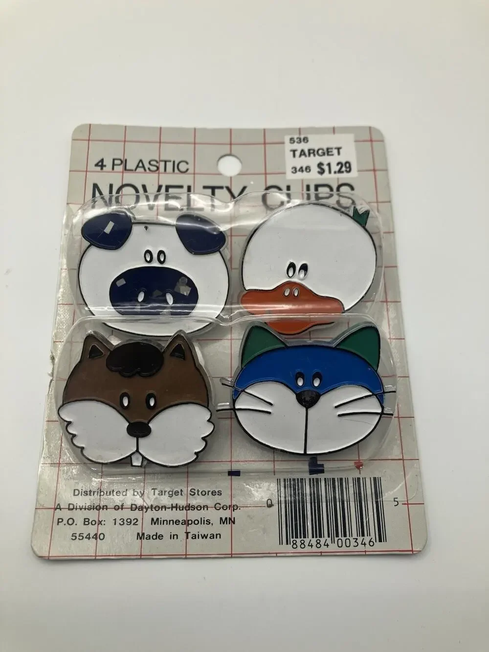 Vintage Target Novelty Clips 4 Animals NOS Dayton Hudson 1980s Made Taiwan